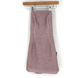 Lulus Pink Glitter Bodycon Lace-Up Back Mini Dress – Small NWT